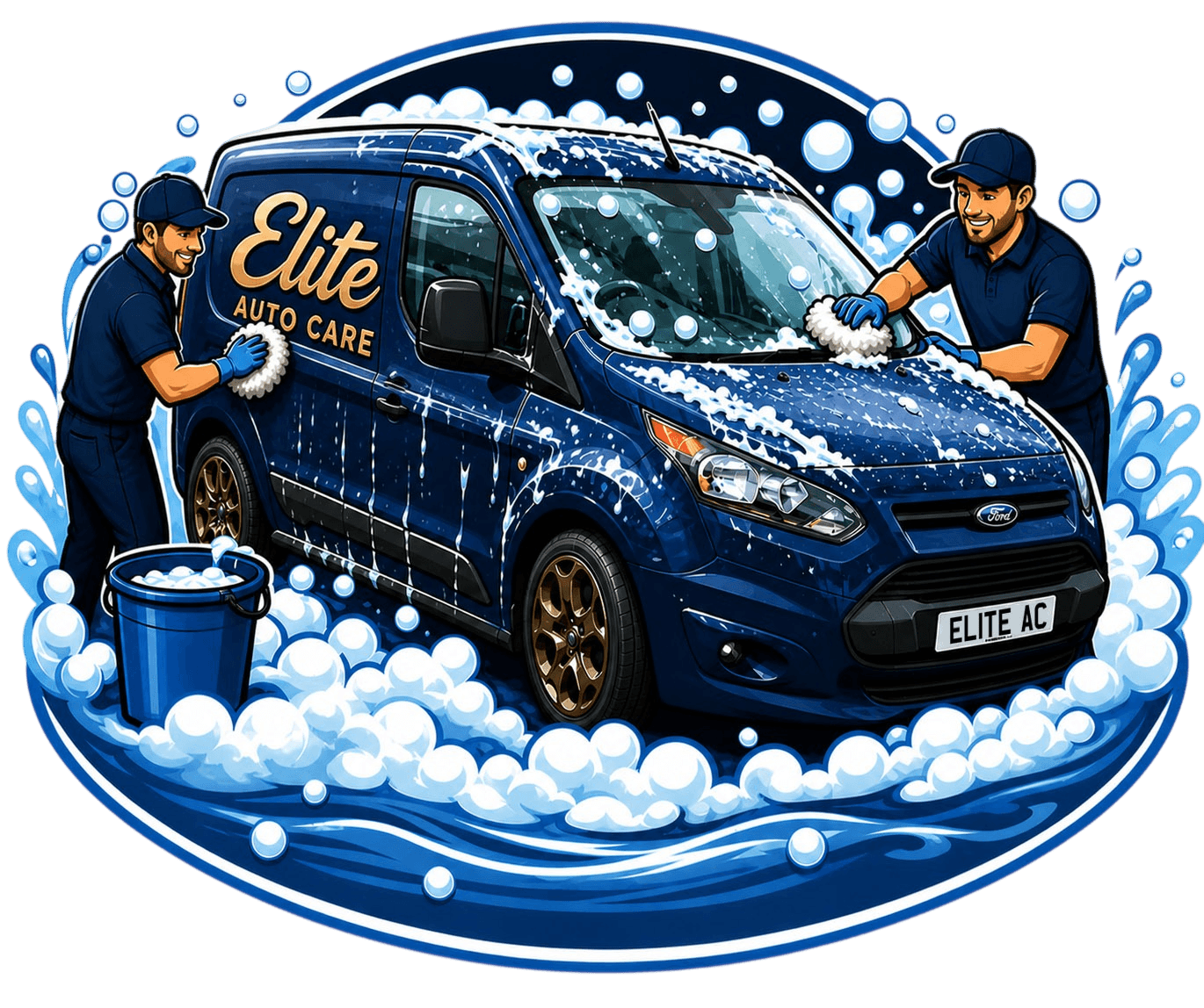 Elite Autocare team washing a van